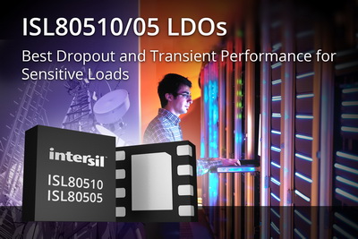 Intersil推出具有一流压差和瞬态性能的新款LDO稳压器，适用于对噪声敏感的应用