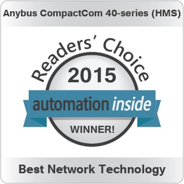 Anybus® CompactCom™ 40系列荣获2015 Automation Inside读者选择奖的“最佳网络技术”大奖