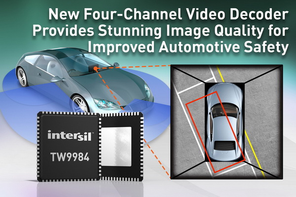 Intersil推出新型四通道视频解码器，通过提供极佳图像质量来帮助提高汽车安全性