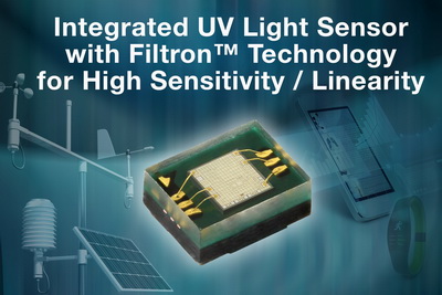 Vishay的新款集成式紫外光传感器借助Filtron™ UV技术实现高感光度和线性度