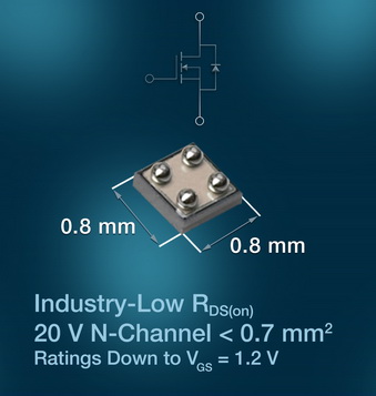 Vishay发布业内导通电阻最低的超小尺寸20V芯片级MOSFET