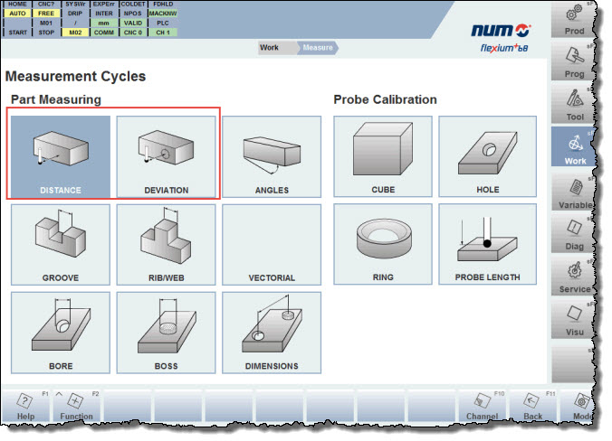 NUM 软件向导为工件探针测量提供图形化指导