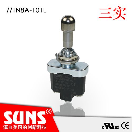 供应SUNS美国三实TN8A-101L 三位置钮子开关 金属钮子锁定式